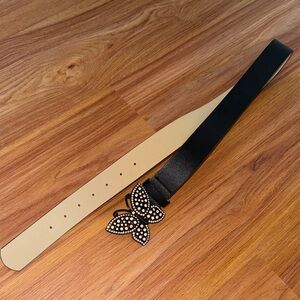 Black and Tan Butterfly Buckle Belt